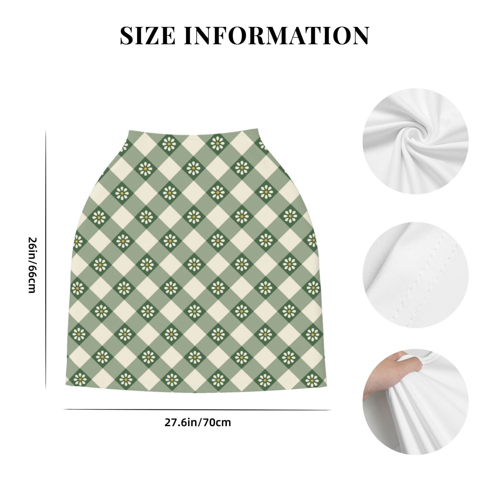 Fotbe Daisy Plaid Green Pattern Car Seat Covers for Babies, Nursing Breastfeeding Cover Infant Carseat Canopy, Soft Stretchy Carrier Cover