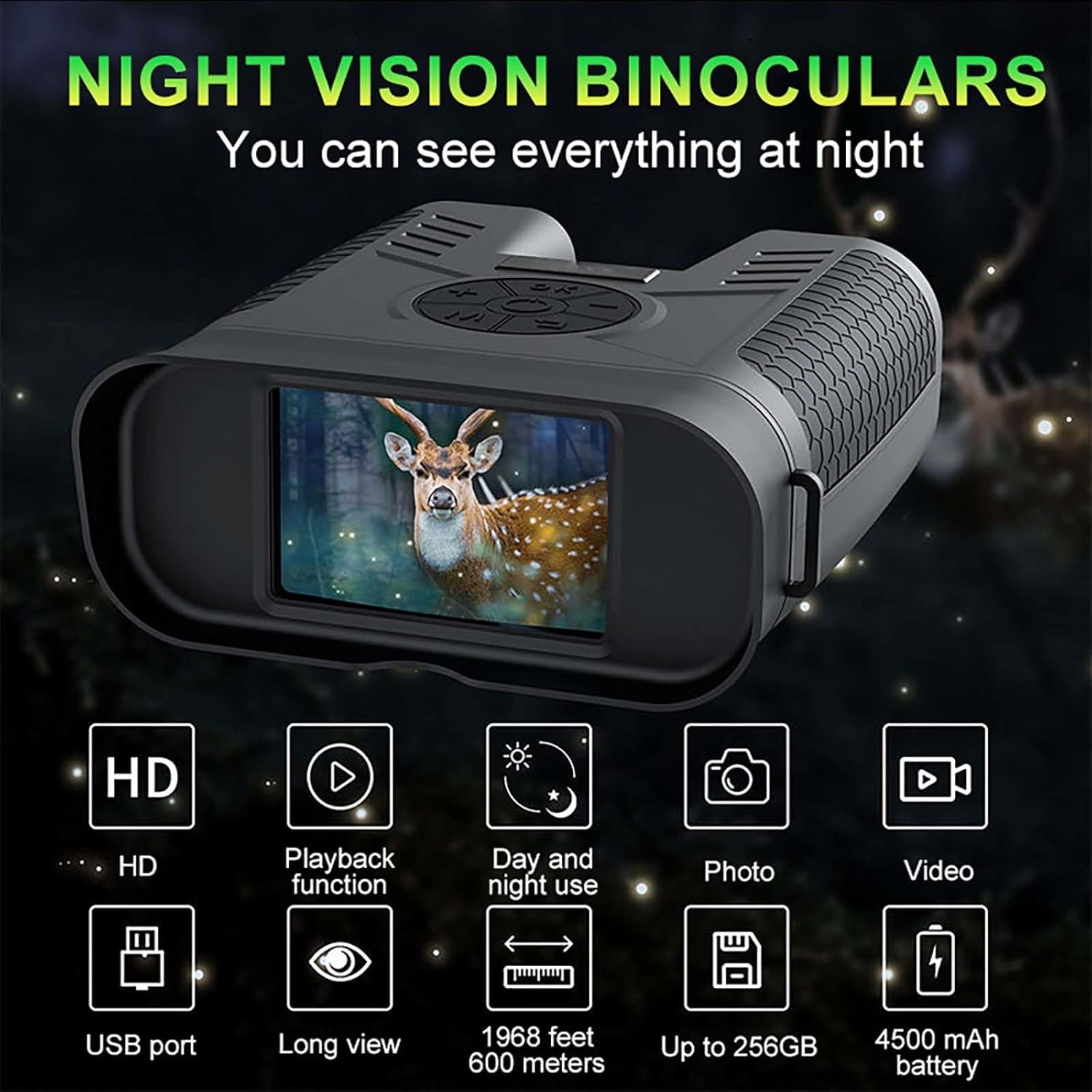 Night Vision Goggles for Adults, Military Tactical Digital Infrared Night Vision Camera Binoculars with 32GB Memory for Outdoor Activities,A