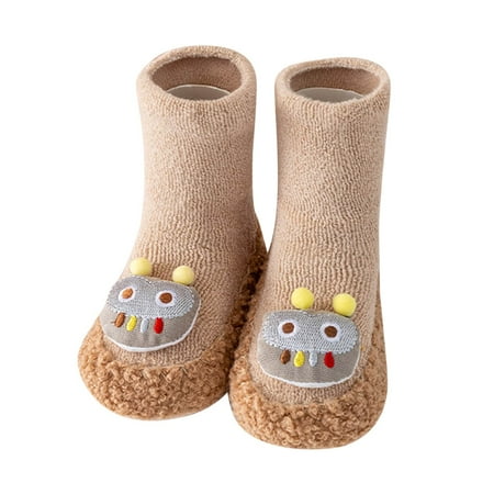 

Toddler Girl Shoes Size 13 For 12 Months-18 Months Toddle Footwear Winter Soft Bottom Indoor Non Slip Warm Floor Bow Animal Socks Kids Sneakers Beige