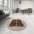 thumbnail image 4 of Ahgly Company Machine Washable Indoor Square Industrial Modern Bakers Brown Area Rugs, 4' Square, 4 of 7