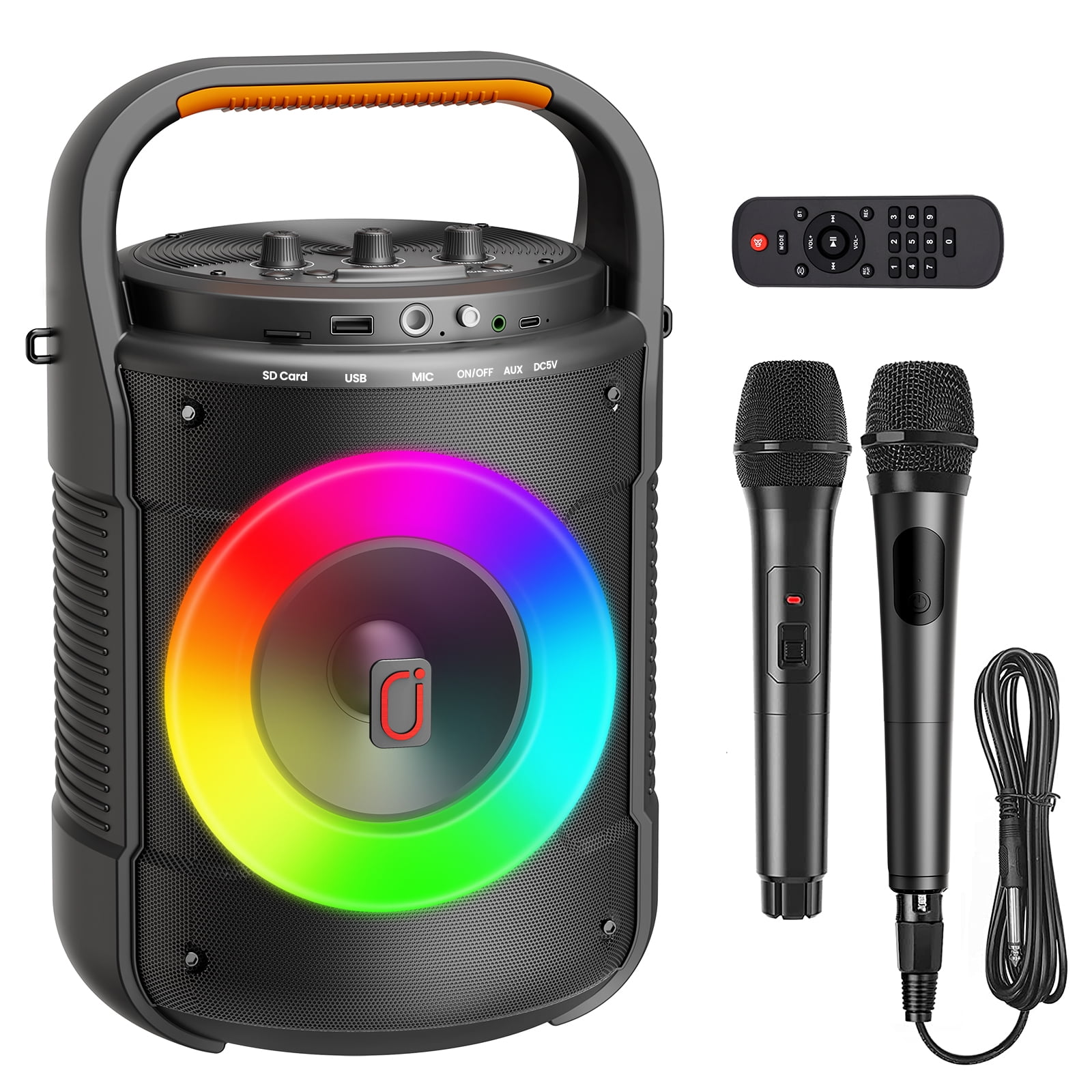 JYX Karaoke Machine Bluetooth Portable Speaker with 2 Microphone PA