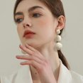 thumbnail image 3 of 4 Pairs Handmade Raffia Rattan Bohemian Round Drop Dangle Earrings for Women, Boho Statement Cute Fun Hoop Earrings Set, 3 of 7