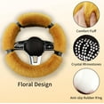 thumbnail image 3 of Fluffy Steering Wheel Cover for Women with Bling Crystal Diamond, Warm & Anti-Slip Plush Fur, Universal Fit for 14.5-15 Inch Steering Wheels, 3 of 10