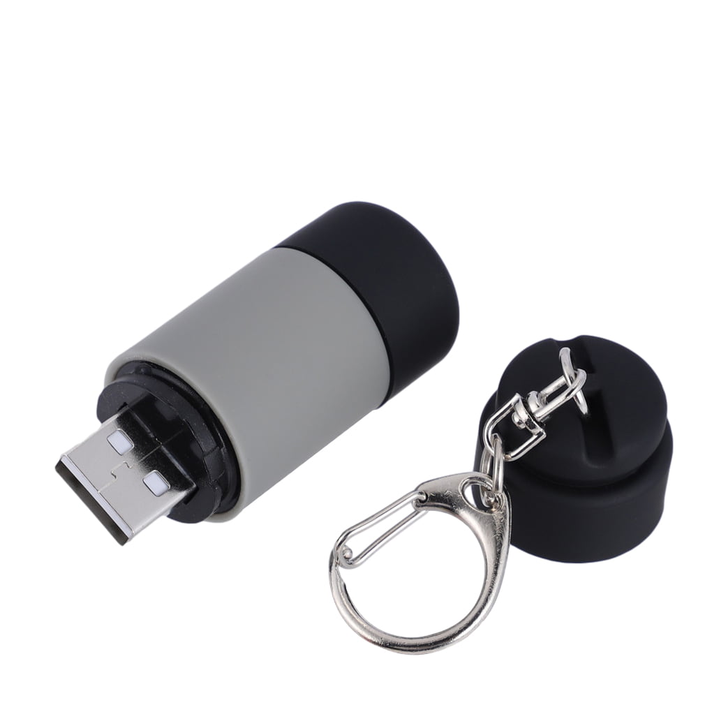 Mini Working LED Flashlight Pocket Keychain USB Rechargeable Outdoor Camping