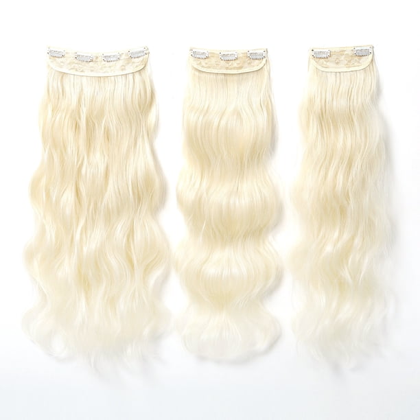 Juego de 4 pinzas de extensión de pelo largo y rizado para mujer