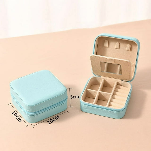 HaoXun Velvet Jewelry Box with Mirror - Multi-Compartment Portable Jewelry Organizer for Travel and Home Decor