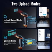 Tera D5100 Wireless Barcode Scanner, Handheld 1D/2D QR Code Reader with Wired Option for Windows Mac Linux (Orange)