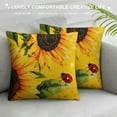 Creowell Oil painting sunflower Throw pillow covers ladybug spring