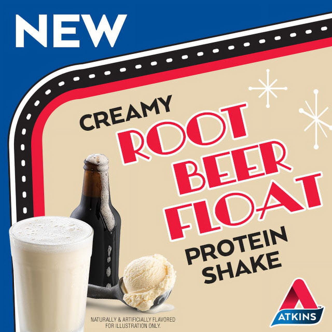 Atkins Protein Shakes, Low Glycemic, High Protein, Creamy Root Beer float, 11 fl oz, 4 Ct