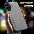 thumbnail image 6 of for iPhone 17 Case, Slim PU Leather Vintage Shockproof Phone Case Cover Lightweight Soft TPU Bumper Hybrid Protective Case for iPhone 17, Darkgray, 6 of 7