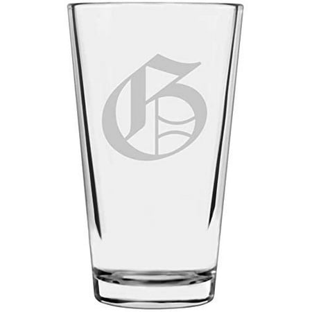 

Old English Etched Monogram All Purpose 16oz Libbey Pint Glass Letter G