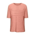 thumbnail image 5 of Tops for Women 3/4 Sleeve Pleated Round Neck Blouses for Women 2025 Summer Tops 2025 Dressy Casual Outfit Basic Tees Orange M, 5 of 5