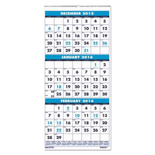 House Of Doolittle 3646 15 17 Three Month Format Wall Calendar 44 8 X 17 44 14 Month Walmart Com