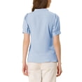 thumbnail image 4 of INSPIRE CHIC Women's Ruffled Button Down Shirt Short Sleeves Solid Work Office Blouse M Light Blue, 4 of 7