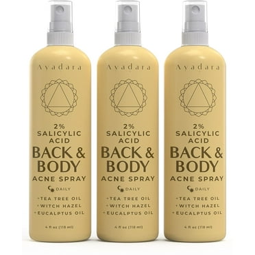 Ayadara Back & Body Acne Spray with Salicylic Acid, 4 fl oz, 3-Pack