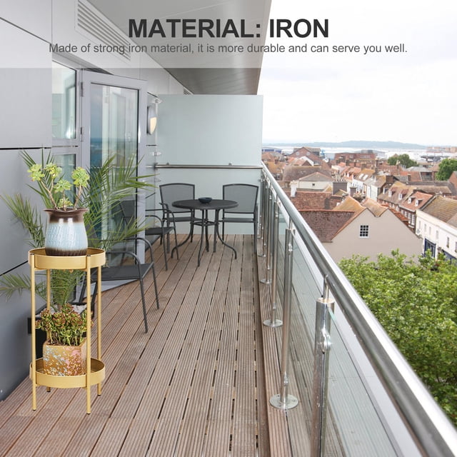 UPOUART 1Ud Base Para Macetas De Hierro Con Decorativo Y Resistente Color Dorado