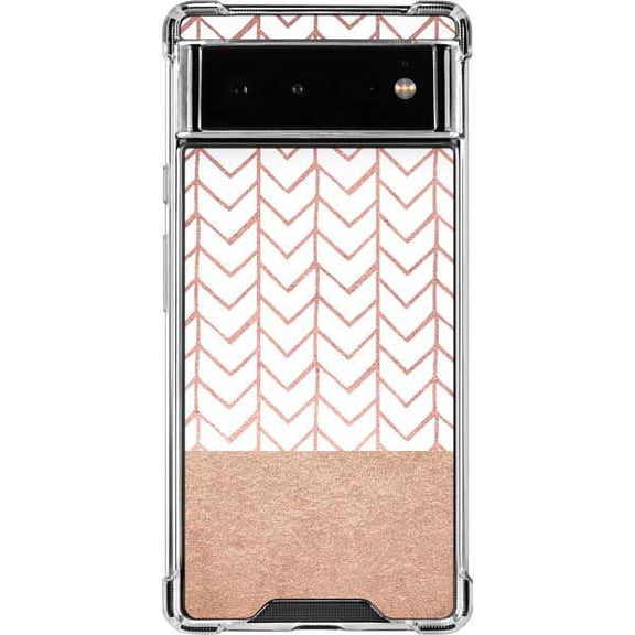 Skinit Stripes Rose Gold Herringbone Google Pixel 6 Clear Case
