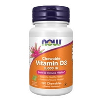 NOW Supplements, Vitamin D-3 5,000 IU, Natural Mint Flavor, Structural Support*, 120 Chewables