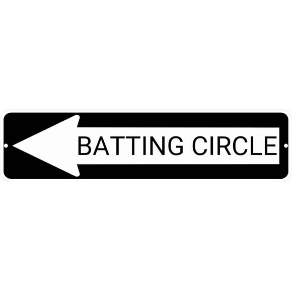 BATTING CIRCLE Black Left Arrow 24 x 6 inch Aluminum Composite Sign