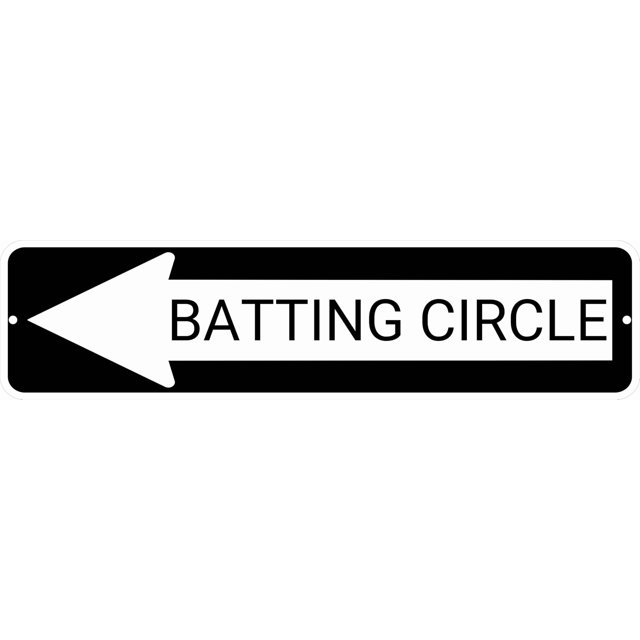 BATTING CIRCLE Black Left Arrow 24 x 6 inch Aluminum Composite Sign
