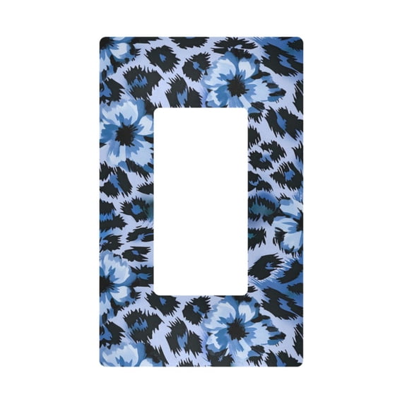 Yayeee Rocker Switch Wall Plate 1-Gang 4.6"x2.9" Home Decorative Outlet Cover, Blue Floral Leopard Pattern