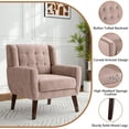 thumbnail image 3 of UIXE Velvet Accent Chair Comfy Living Room Arm Chairs Tufted Armrest Reading Seat, Skin Pink, 3 of 7