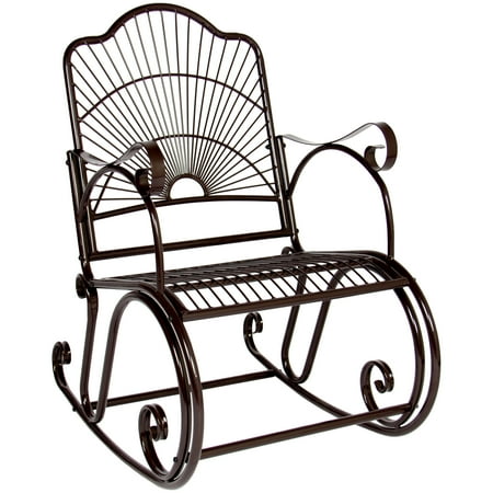 Best Choice Products Antique Outdoor Patio Iron Scroll Porch Rocker Rocking Chair Deck Seat Backyard Glider -