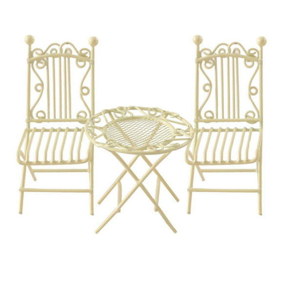 Handmade Iron Miniature Furniture Set Side Table And Chairs For 1/12 Dollhouses Model Garden Yard Scene Display Props