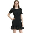 thumbnail image 1 of INSPIRE CHIC Women's Ruffle Hem Short Puff Sleeve Party A-Line Mini Dress, 1 of 6
