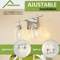 thumbnail image 5 of Homechoose Bathroom Light Fixtures,2-Light Bathroom Vanity Light Fixtures,Clear Glass Shade,Bathroom Lights Over Mirror,Brushed Nickel Vanity Lights for Bathroom,Wall Light Fixtures for Bathroom, 5 of 9