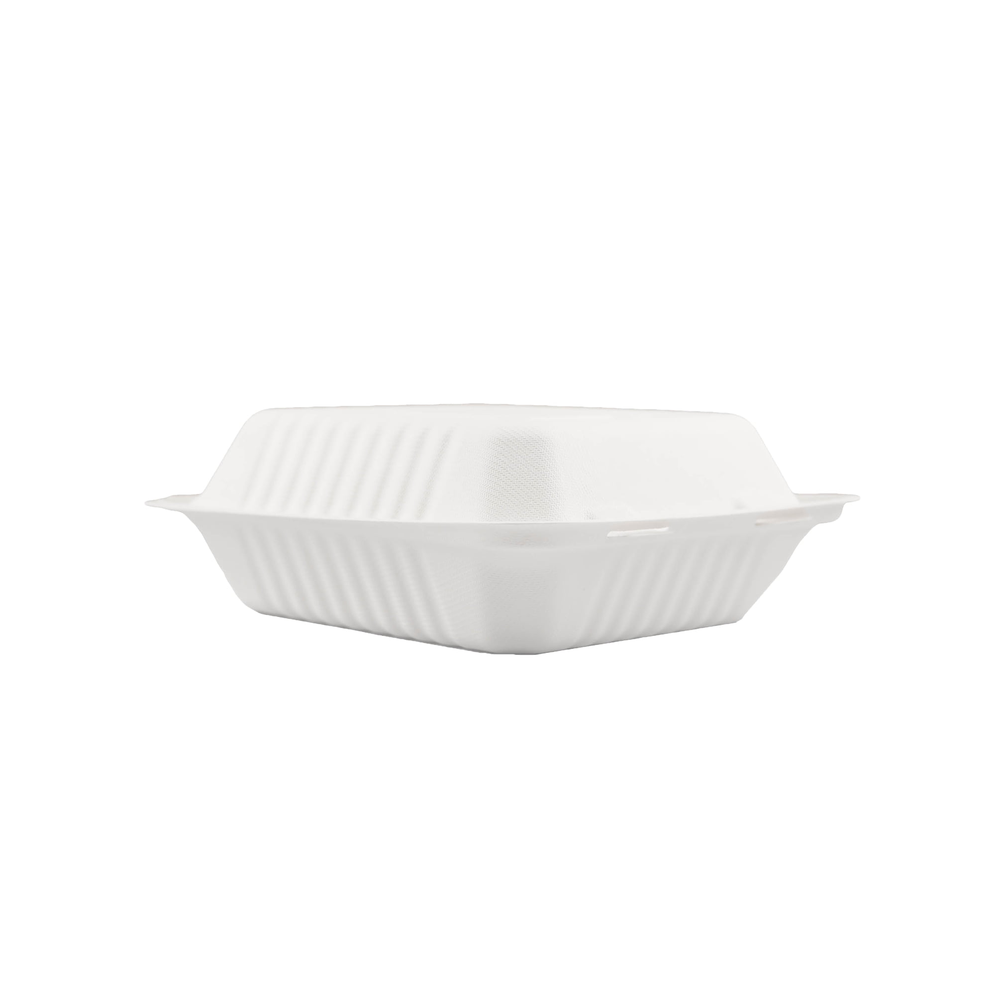 Great Value 1 Compartment Hinged Container, Compostable Bagasse, White, 12ct