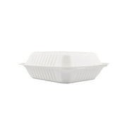 Great Value Compostable Bagasse 1-Compartment Hinged Container, White, 12 Count