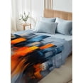 thumbnail image 4 of Blue Burnt Orange Twim Size Flat Sheet, Wrinkleproof & Fadeproof Cooling Flat Bed Sheet Only, Modern Oil Painting Geometric Abstract Breathable Soft Bedding Top Sheets 66 x 96 Inches, 4 of 8
