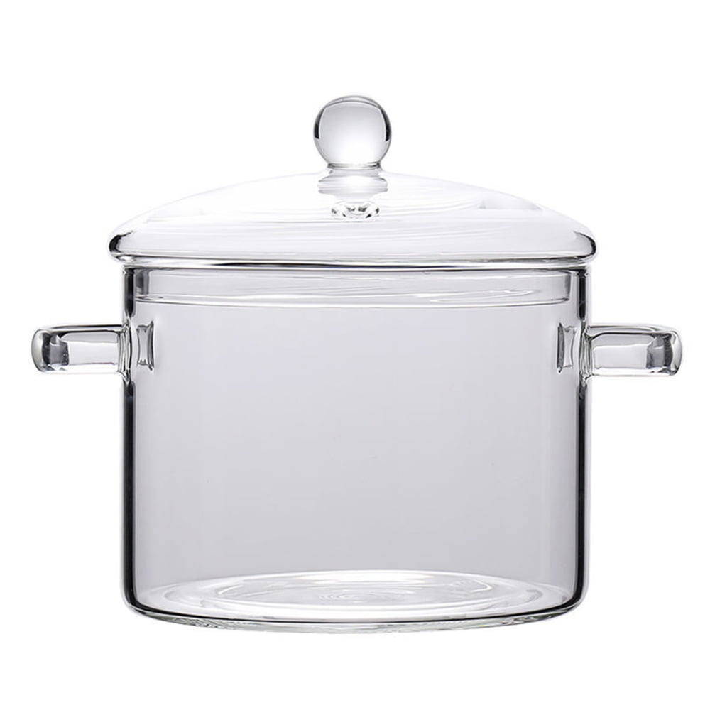 Glass Cooking Pot,83oz/2500ml Clear Glass Pots for Cooking on Stove with  Lid, Large Glass Saucepan Cookware Set for Pasta Noodle, Soup, Milk, Baby