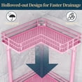 thumbnail image 4 of MEC Corner Shower Caddy Standing - 3-Tier Stainless Steel Shower Organizer with Soap Holder and 4 Hooks, Large Capacity Corner Shelf Stand for Bathroom, Rest Room, Pink, 4 of 14