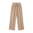 thumbnail image 7 of Utoimkio Women's Textured Crinkled Cropped Wide Leg Pants Drawstring Elastic High Waist Lightweight Straight Ankle Trousers with Side Pockets for Summer Beach Daily Walking, 7 of 7