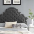 thumbnail image 5 of Tufted Platform Bed Frame, Queen Size, Velvet, Dark Grey Gray, Modern Contemporary Urban Design, Bedroom Master Guest Suite, 5 of 10