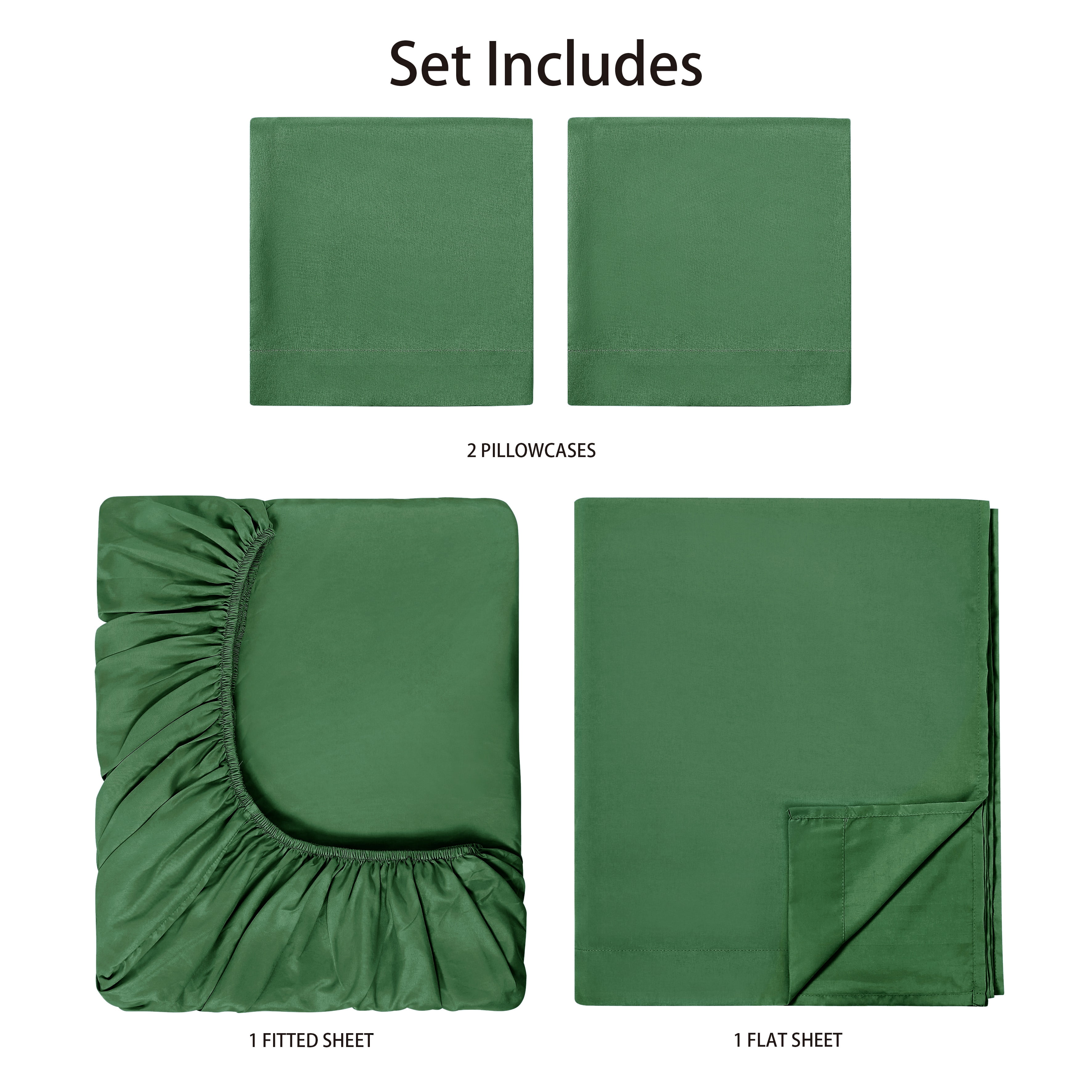 Mainstays Basic Value Microfiber Bed Sheet Set, Green Lily, Queen, 4 Piece
