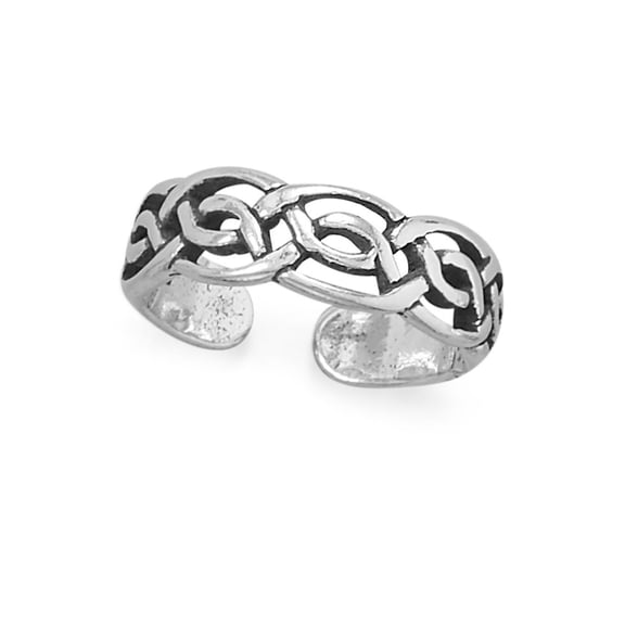 Toe Ring Polished and Antiqued Celtic Design Sterling Silver