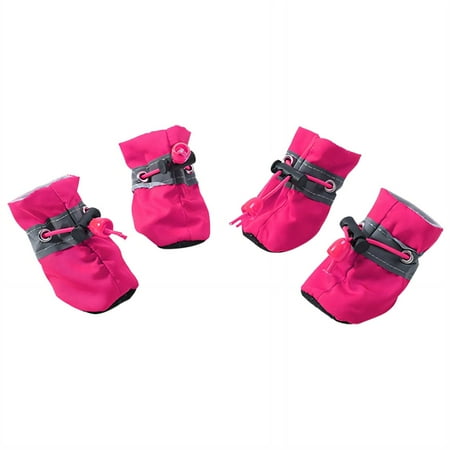 GASTROPOD 4Pcs Dog Shoes Cute Design for Pets Dog Boots & Paw Protectors Anti-Slip Sole Dog Rain Boots Fleece Lined Dog Socks 3.5x2.5cm Pink