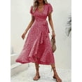 thumbnail image 3 of MORTTIC Women's Summer Boho Maxi Dress - Floral Print, Wrap V Neck, Short Sleeve, Ruffle A-Line Flowy Wedding Guest Dress, 3 of 3