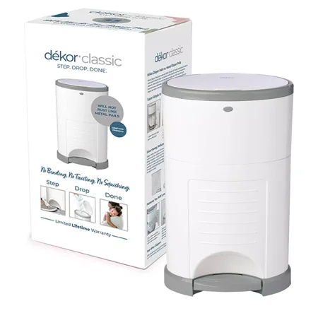 Dekor Classic Hands Free Diaper Pail - White