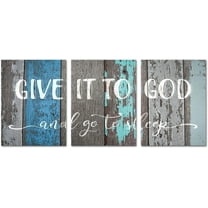 Hieng Give It To God And Go To Sleep Sign Wall Decor Rustic Farmhouse Above Bed Canvas Wall Art