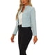 thumbnail image 4 of BLAZER DE TWEED CHIC PARA MUJERES CON CUELLO ALTO, CORTO Y ABIERTO, TAMAÑO S, AZUL CLARO, 4 of 6