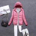 thumbnail image 5 of HANXIULIN Women's Winter Thin and Light Down Coat Casual Down Coat Slim Quilted Jacket With Detachable Hat Hot Pink M, 5 of 6
