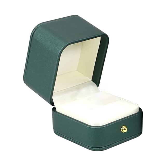 Caja Anillo Bearachild Vintage Cuero Almacenamiento de joyas hogar verde negruzco