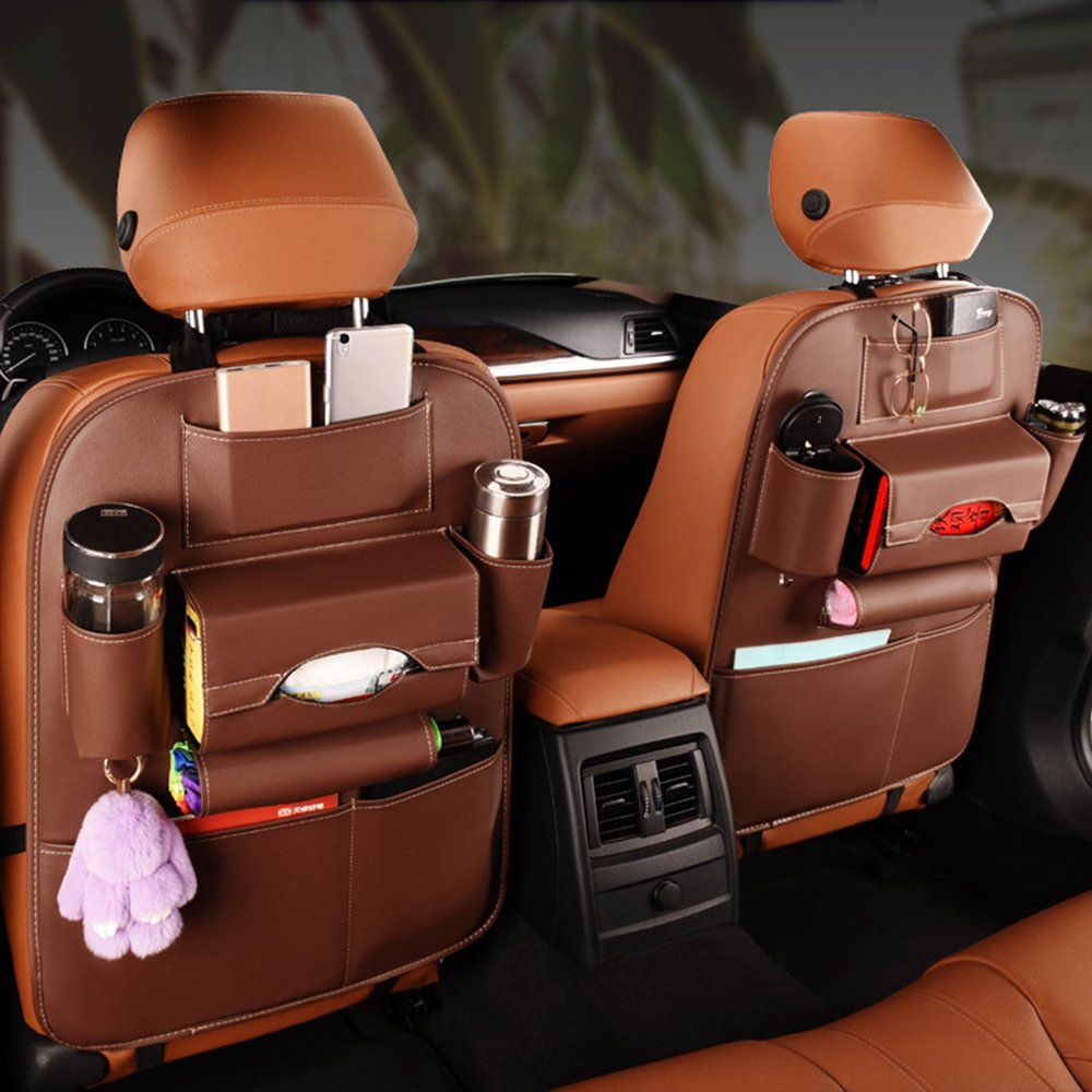 Leather Auto Car Seat Back Organizer Multifunction Multi