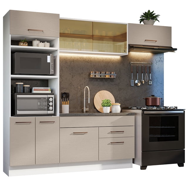 Cocina Integral Madesa 04 Agata 270cm Blanco/Crema