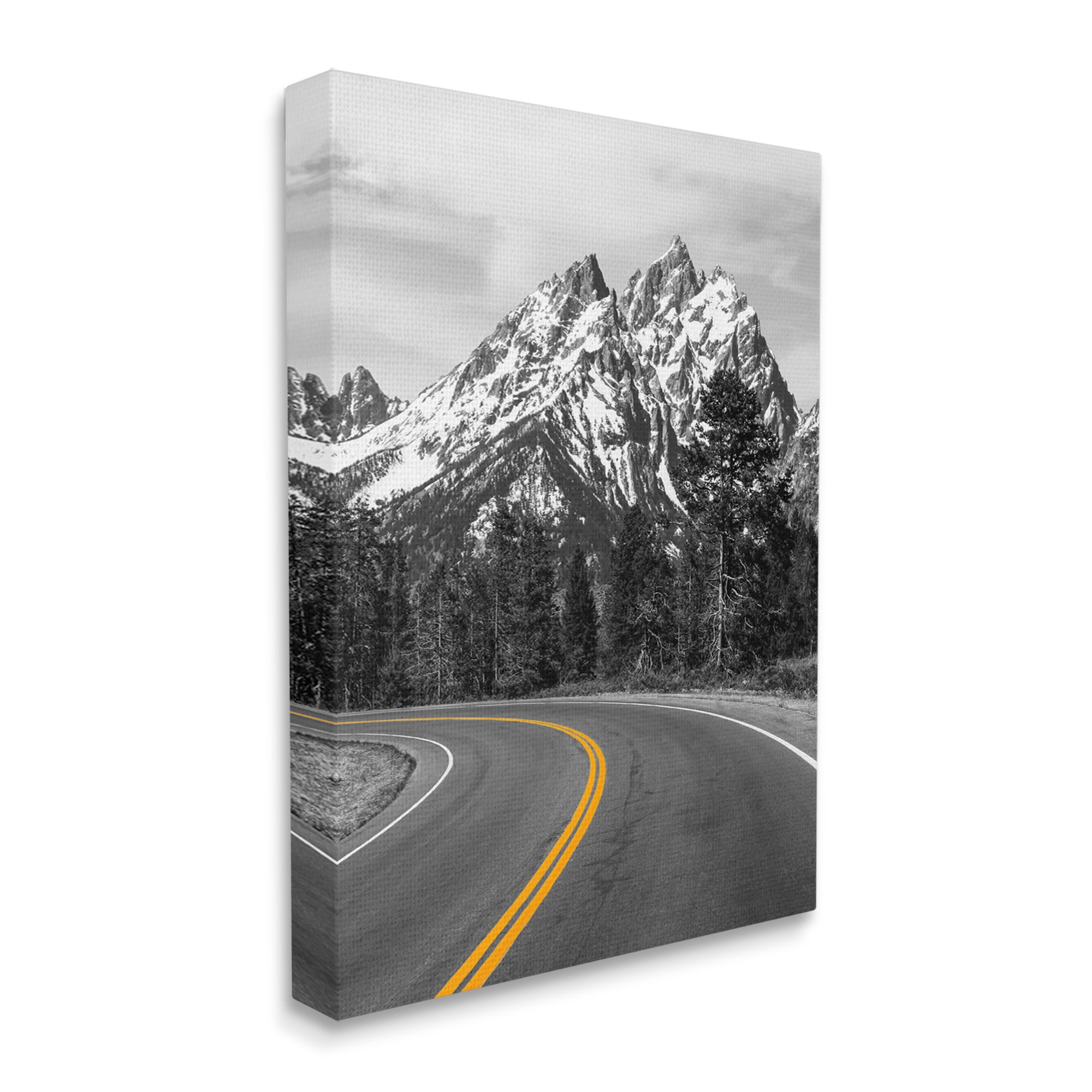 Stupell Industries Mountain Highway Road Landscape Painting Gallery Wrapped Canvas Art Print Wall Art, 36 x 48