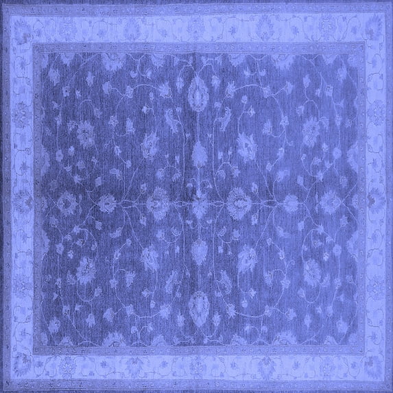 Ahgly Company Machine Washable Indoor Square Oriental Blue Traditional Area Rugs, 6' Square